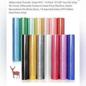 Assorted Glitter Heat Transfer Vinyl - 14 Pack